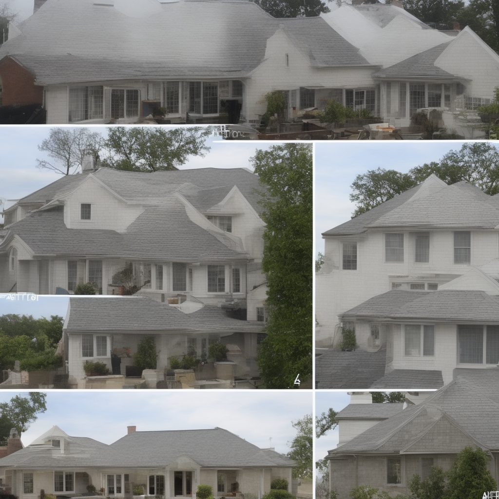 Roof transformation showing the difference between deteriorated and professionally restored sections