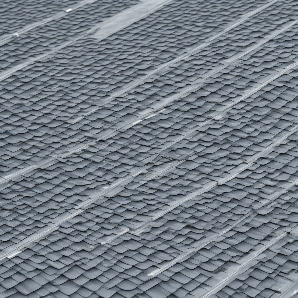Close-up detail of roof edge and water management system with professional lighting